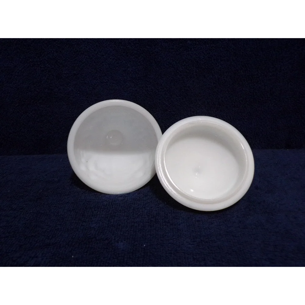 Vintage Avon 1960's Covered White Milk Glass Candy Dish Fruit Pattern 6.5